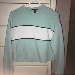 teal and white colorblock shirt